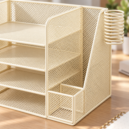 📚 Multi-Tier Desktop File Organizer | Document & Stationery Storage Rack