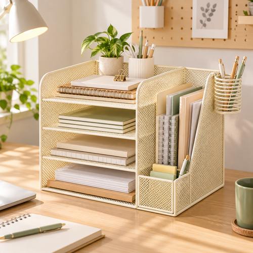 📚 Multi-Tier Desktop File Organizer | Document & Stationery Storage Rack