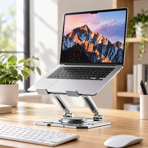 💻 Adjustable Laptop & Tablet Stand | Foldable Metal Riser | Multi-Angle Ergonomic Desktop Holder