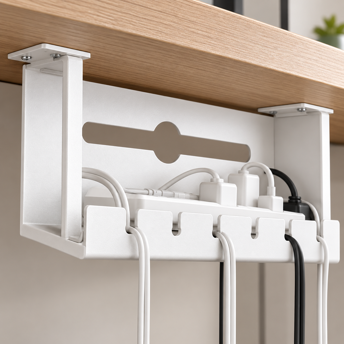 🔌 Under-Desk Cable Management Tray | Metal Cord Organizer | Hidden Wire Storage for Clean Workspaces