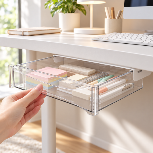 🗄️ Under-Desk Pull-Out Storage Drawer | Hidden Desktop Organizer