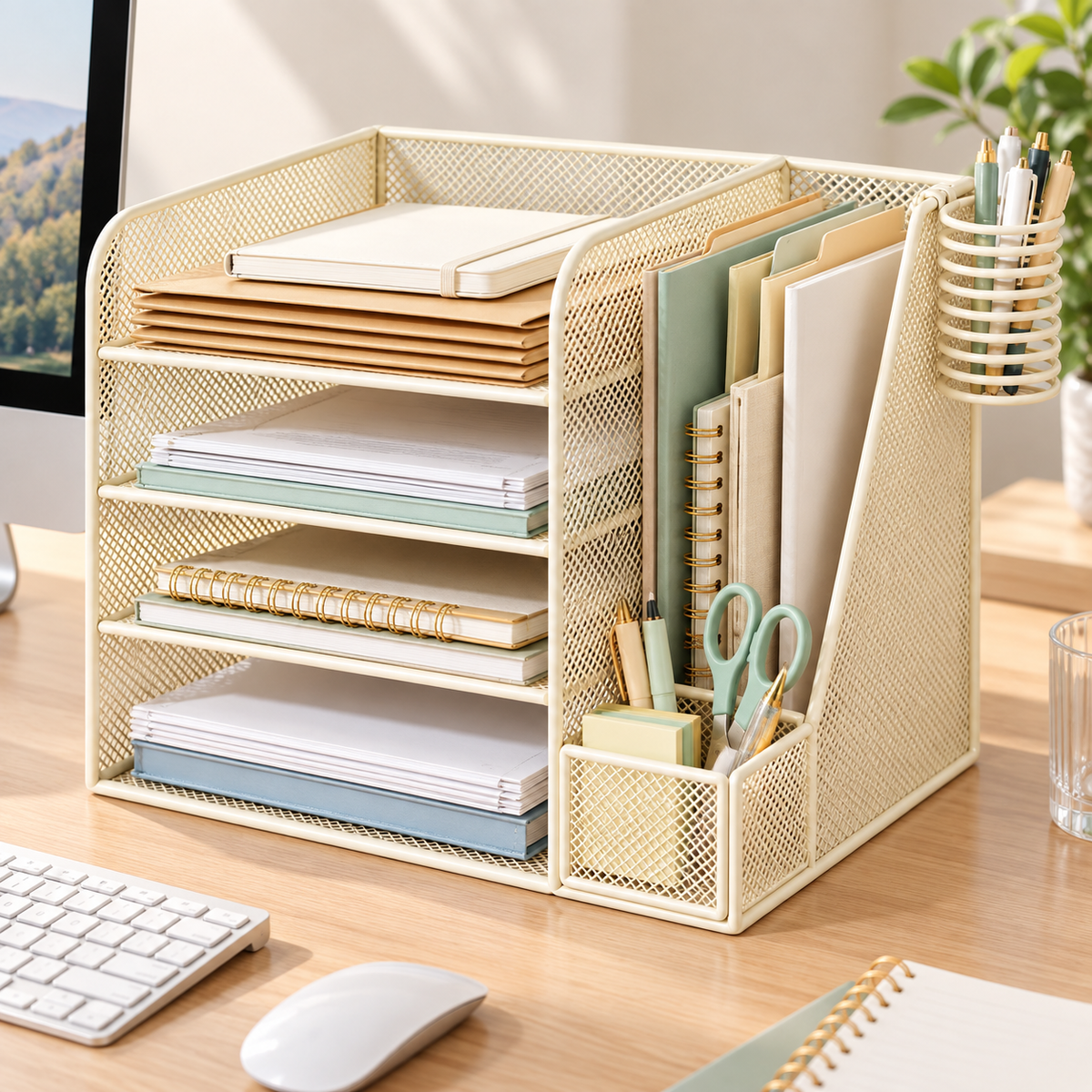 📚 Multi-Tier Desktop File Organizer | Document & Stationery Storage Rack