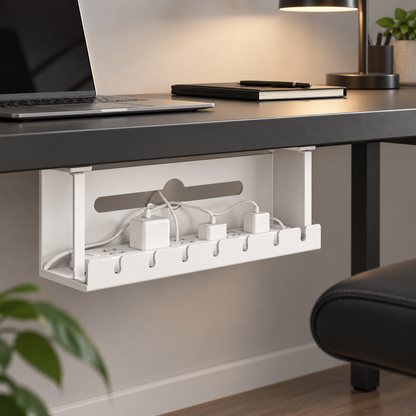 🔌 Under-Desk Cable Management Tray | Metal Cord Organizer | Hidden Wire Storage for Clean Workspaces