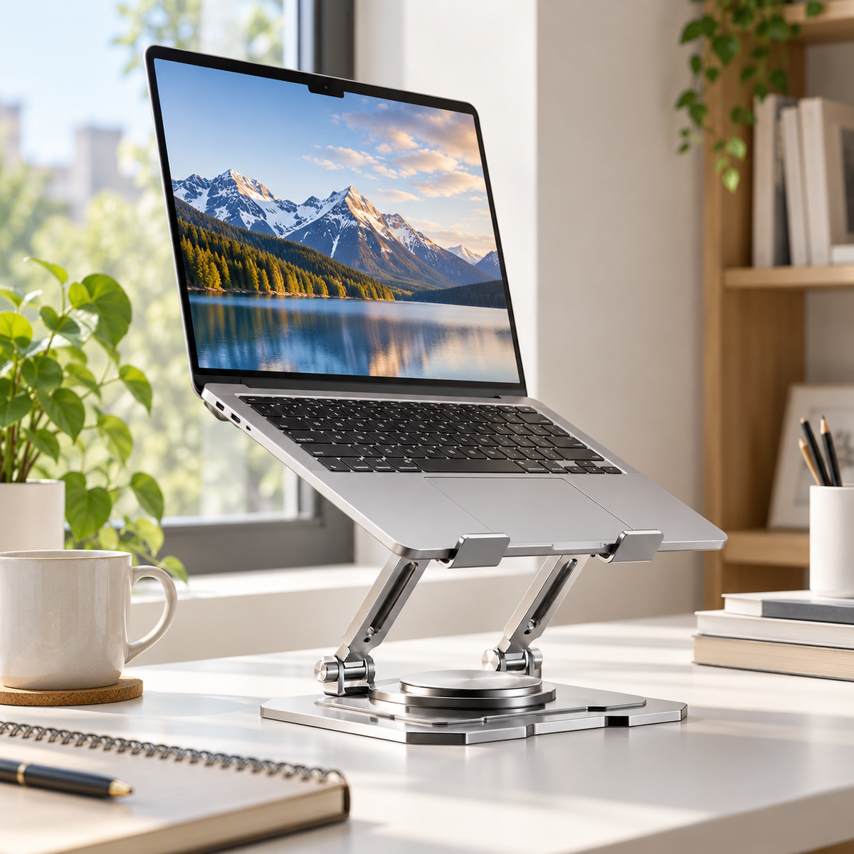 💻 Adjustable Laptop & Tablet Stand | Foldable Metal Riser | Multi-Angle Ergonomic Desktop Holder