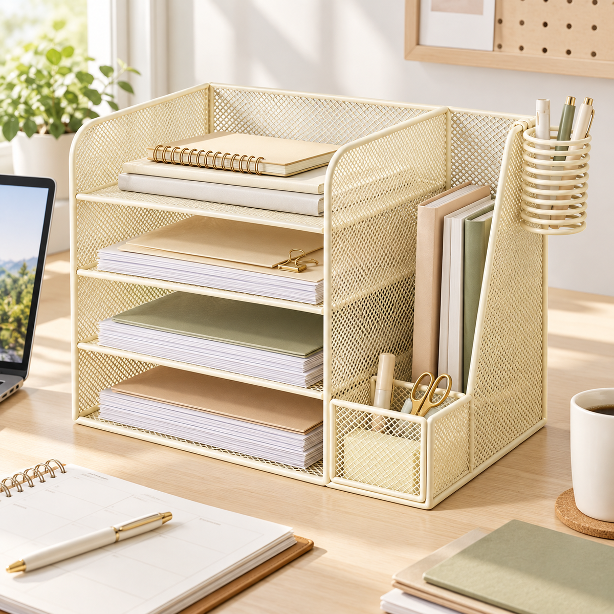 📚 Multi-Tier Desktop File Organizer | Document & Stationery Storage Rack
