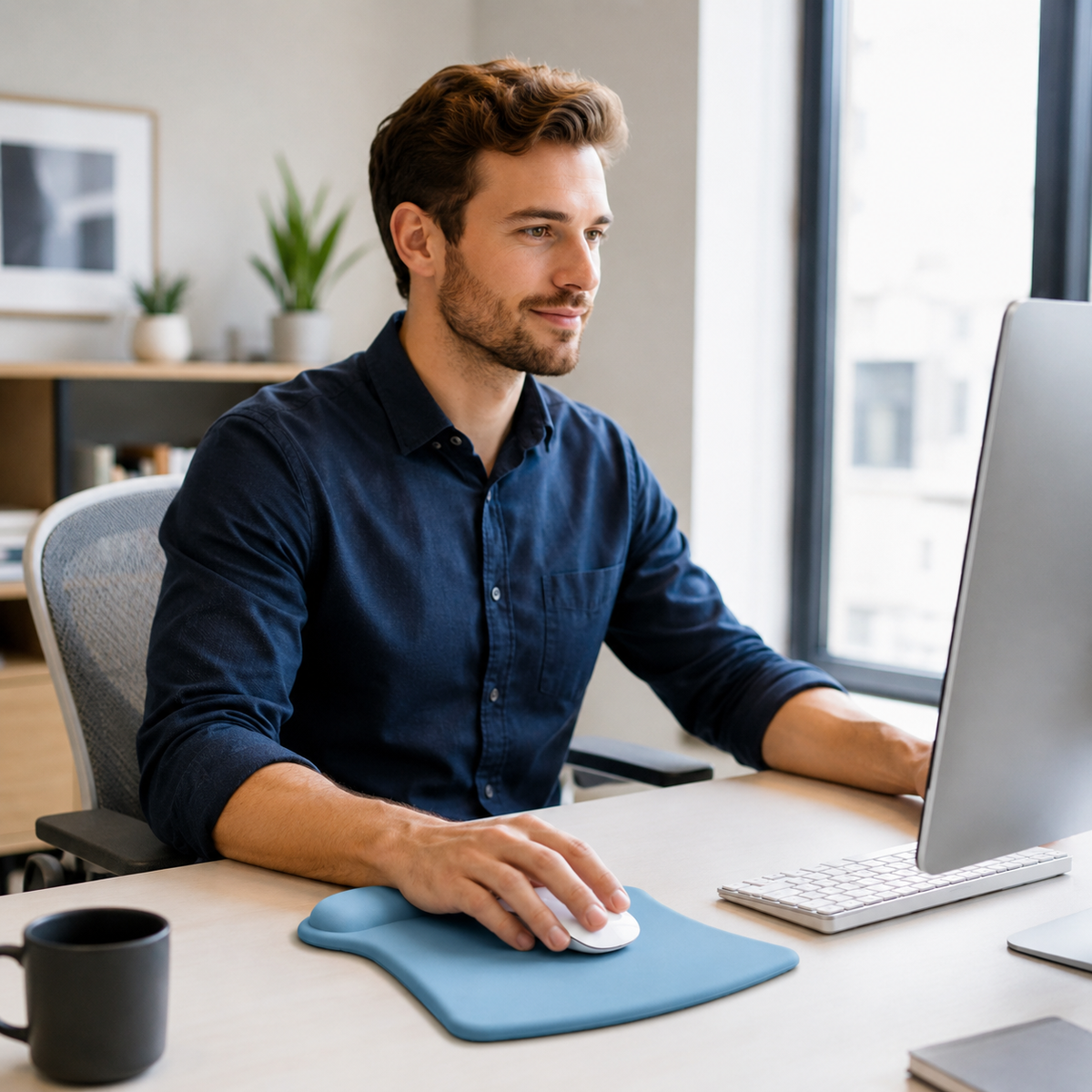 🖱️ Ergonomic Mouse Pad | Cushioned Wrist Support | Smooth Desk Surface for Work, Study & Gaming
