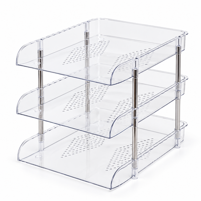 📚 3-Tier Office Desk Organizer | Clear Document & Supply Storage Rack