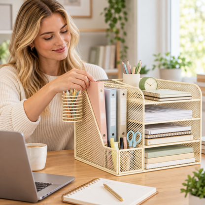 📚 Multi-Tier Desktop File Organizer | Document & Stationery Storage Rack