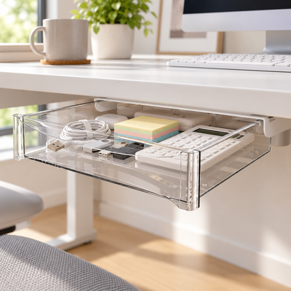 🗄️ Under-Desk Pull-Out Storage Drawer | Hidden Desktop Organizer