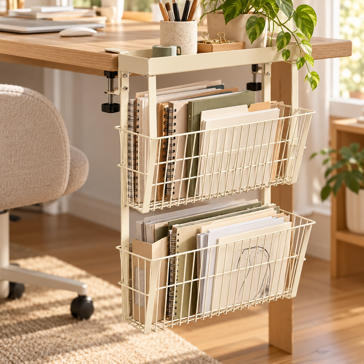 📚 Clamp-On Desk File Organizer