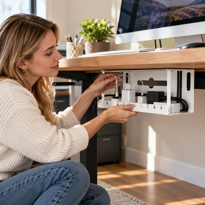 🔌 Under-Desk Cable Management Tray | Metal Cord Organizer | Hidden Wire Storage for Clean Workspaces