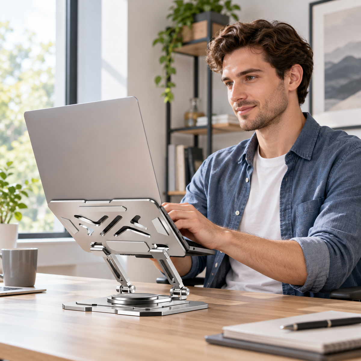 💻 Adjustable Laptop & Tablet Stand | Foldable Metal Riser | Multi-Angle Ergonomic Desktop Holder